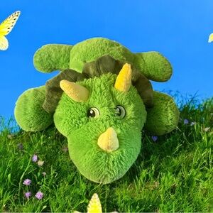Dan Dee Lime Green Triceratops Dinosaur Cuddly Pillow Plush 22” Laying Floppy